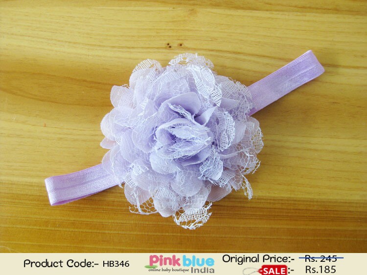 Pretty Lavender Color Flower Hair Band for Toddlers in India