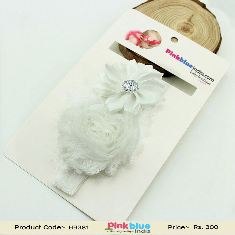 Elegant White Color Flower Headband for Toddlers and Infants