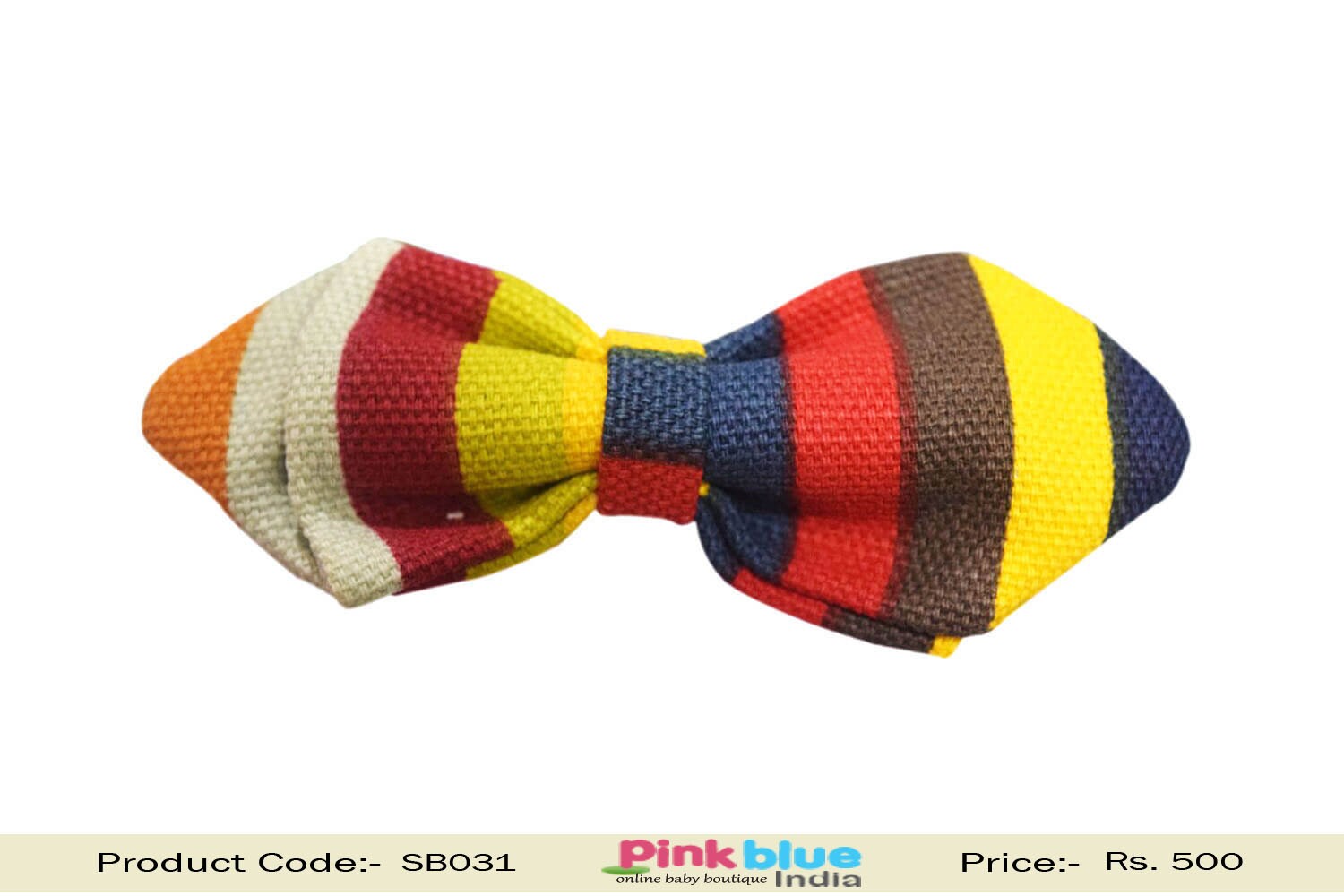 Cute Bow Tie in Colorful Stripes for Indian Baby Boy