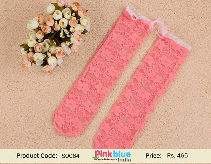 Baby Socks Indian Children Frills Peach
