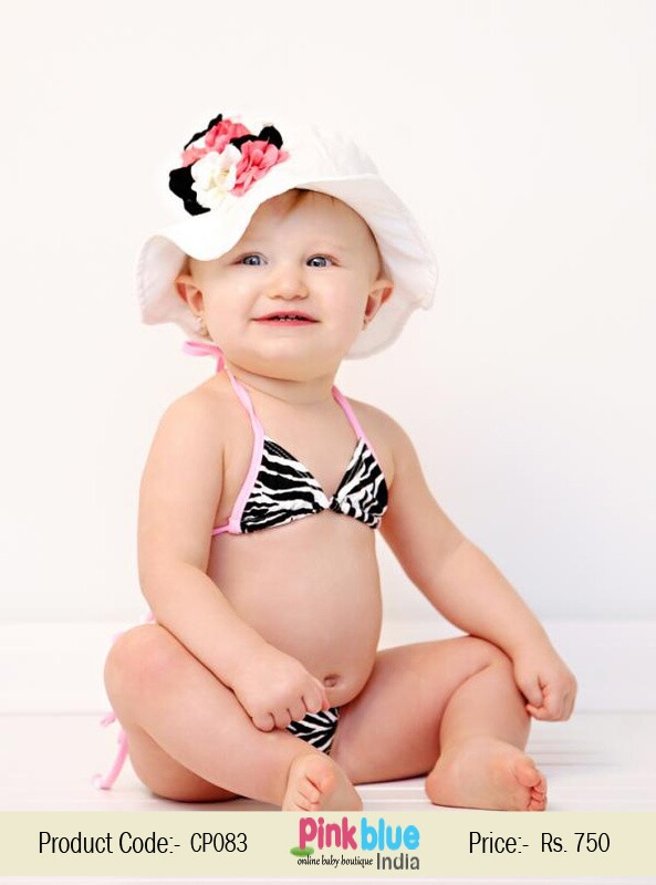 Shop Online White Summer Baby Cap With Colorful Flowers